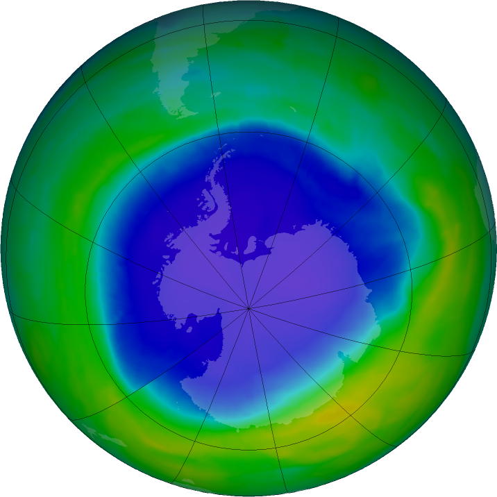 Antarctic ozone map for 14 November 2015